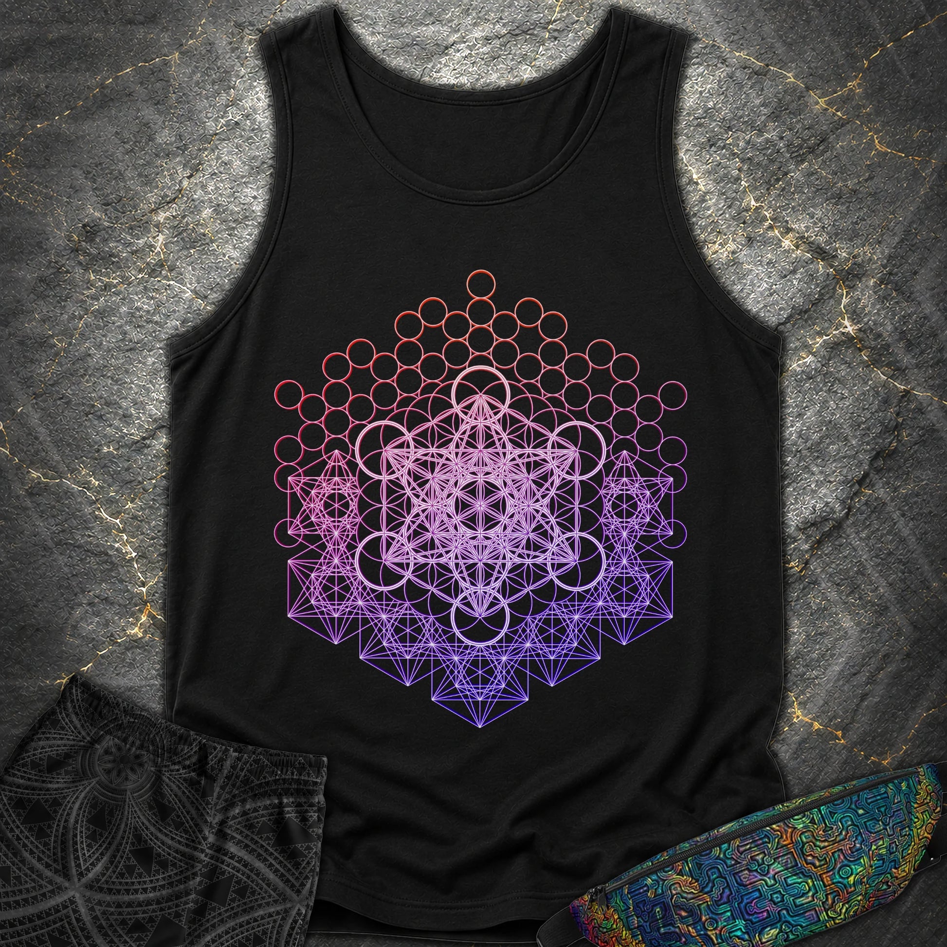 Metatron And Flower Connection - Metatron And Flower Connection Tank Top - Black