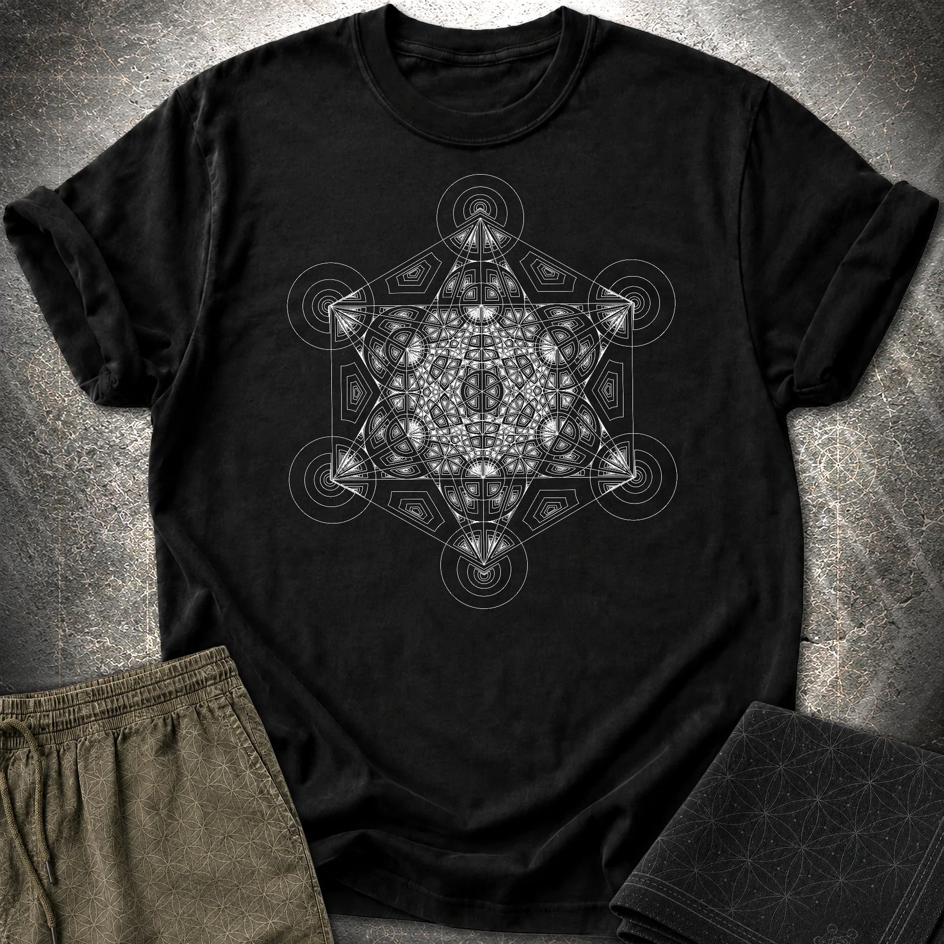 Metatron's Cube Mosaic T-Shirt - Metatron's Cube Mosaic T-Shirt - Black