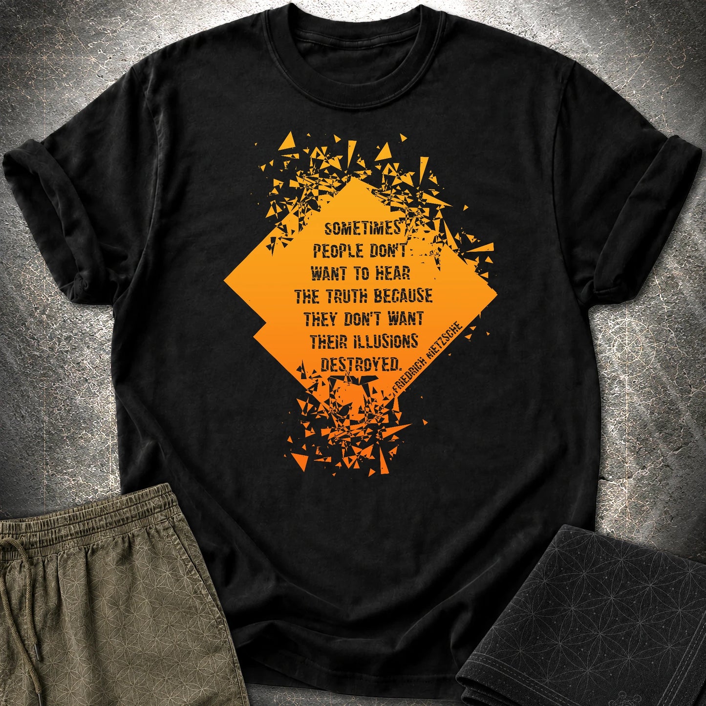 Friedrich Nietzsche Illusions Destroyed T-Shirt - Friedrich Nietzsche Illusions Destroyed T-Shirt - Black