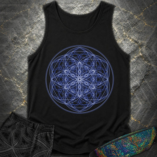 Sacred Flower Grids - Sacred Flower Grids Comfort Tank Top - Black