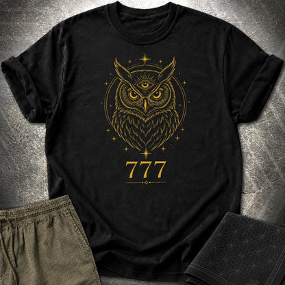777 Mystic Owl T-Shirt - 777 Mystic Owl T-Shirt - Black
