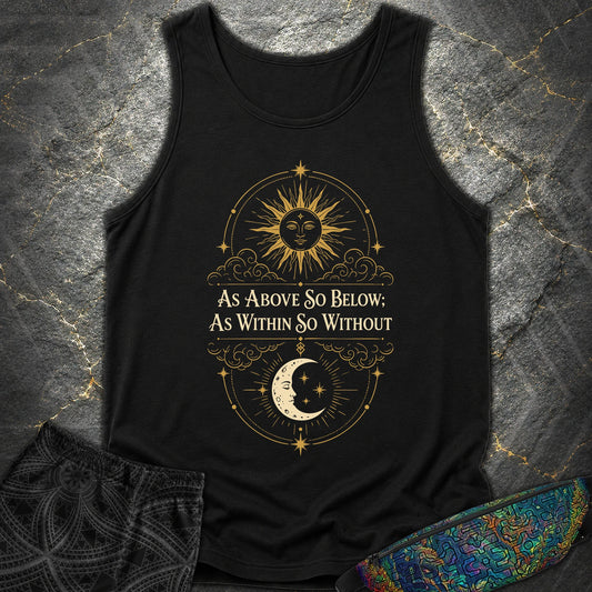 As Above So Below Sun Moon Colored - As Above So Below Sun Moon Colored Comfort Tank Top - Black