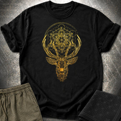 Metatron's Cube Deer T-Shirt - Metatron's Cube Deer T-Shirt - Black