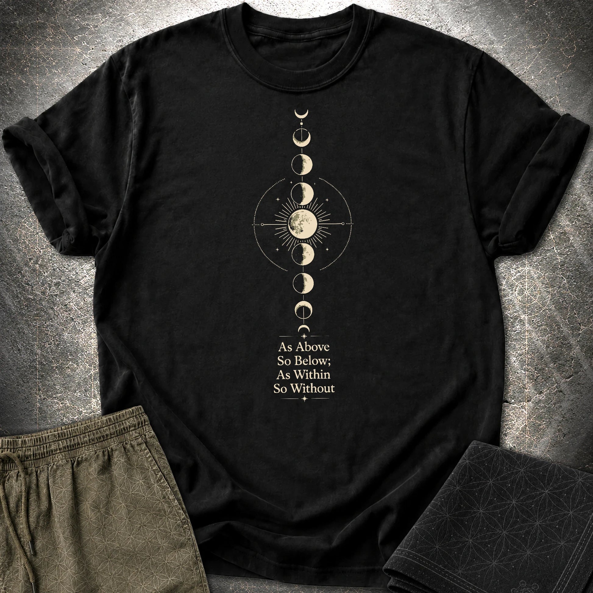 As Above So Below Moon - As Above So Below Moon T-Shirt - Black