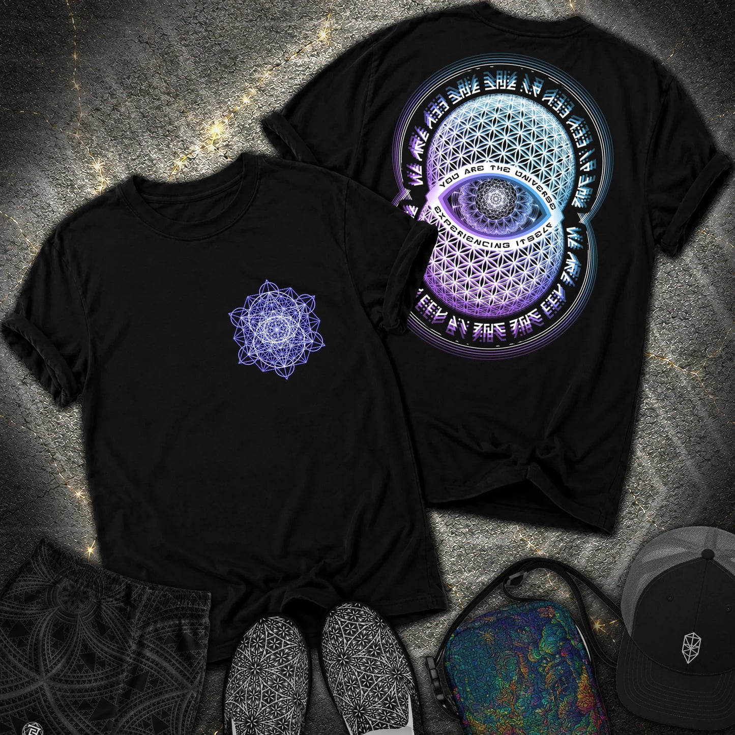 Alan Watts Universe 2 Sided T-Shirt - Alan Watts Universe 2 Sided Comfort T-Shirt - Black
