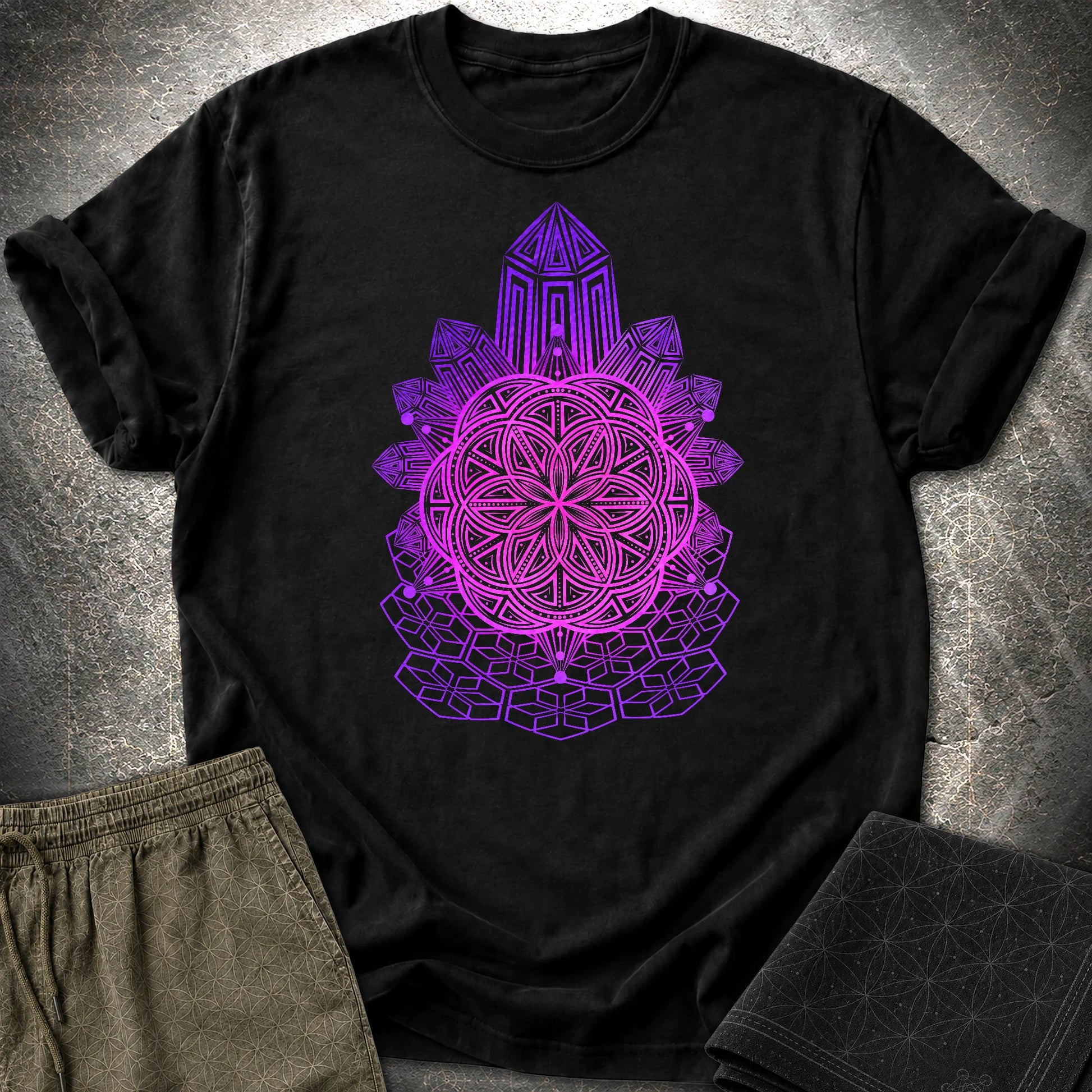 Crystal Seed Sacred Geometry T-Shirt - Crystal Seed Sacred Geometry T-Shirt - Black