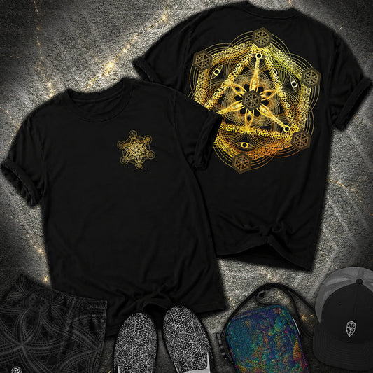 Interdimensional Tesseract Metatron 2 Sided Comfort T-Shirt - Interdimensional Tesseract Metatron 2 Sided Comfort T-Shirt - Black