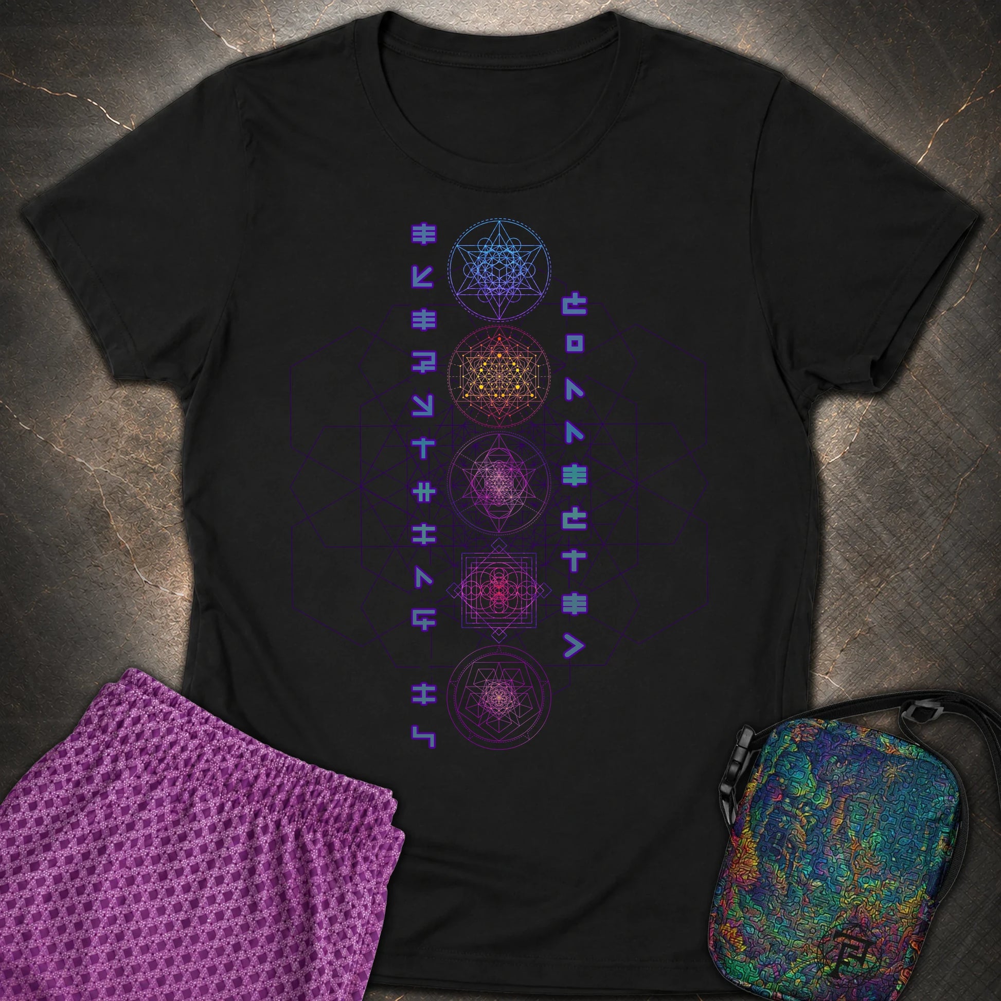 Everything Is Connected Sacred Geometry Womens T-Shirt - Everything Is Connected Sacred Geometry Womens T-Shirt - Black