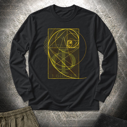 Golden Ratio Spirals Long Sleeve Shirt showing front artwork