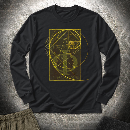 Golden Ratio Spirals Long Sleeve Shirt showing front artwork
