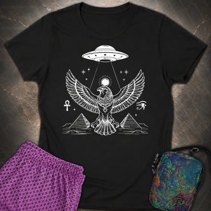 Solar Falcon Beneath the Starship - Solar Falcon Beneath the Starship Womens T-Shirt - Black