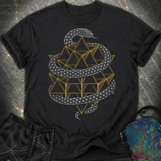 Serpent Tetrahedron Merkaba Geometry Comfort T-Shirt - Serpent Tetrahedron Merkaba Geometry Comfort T-Shirt - Black
