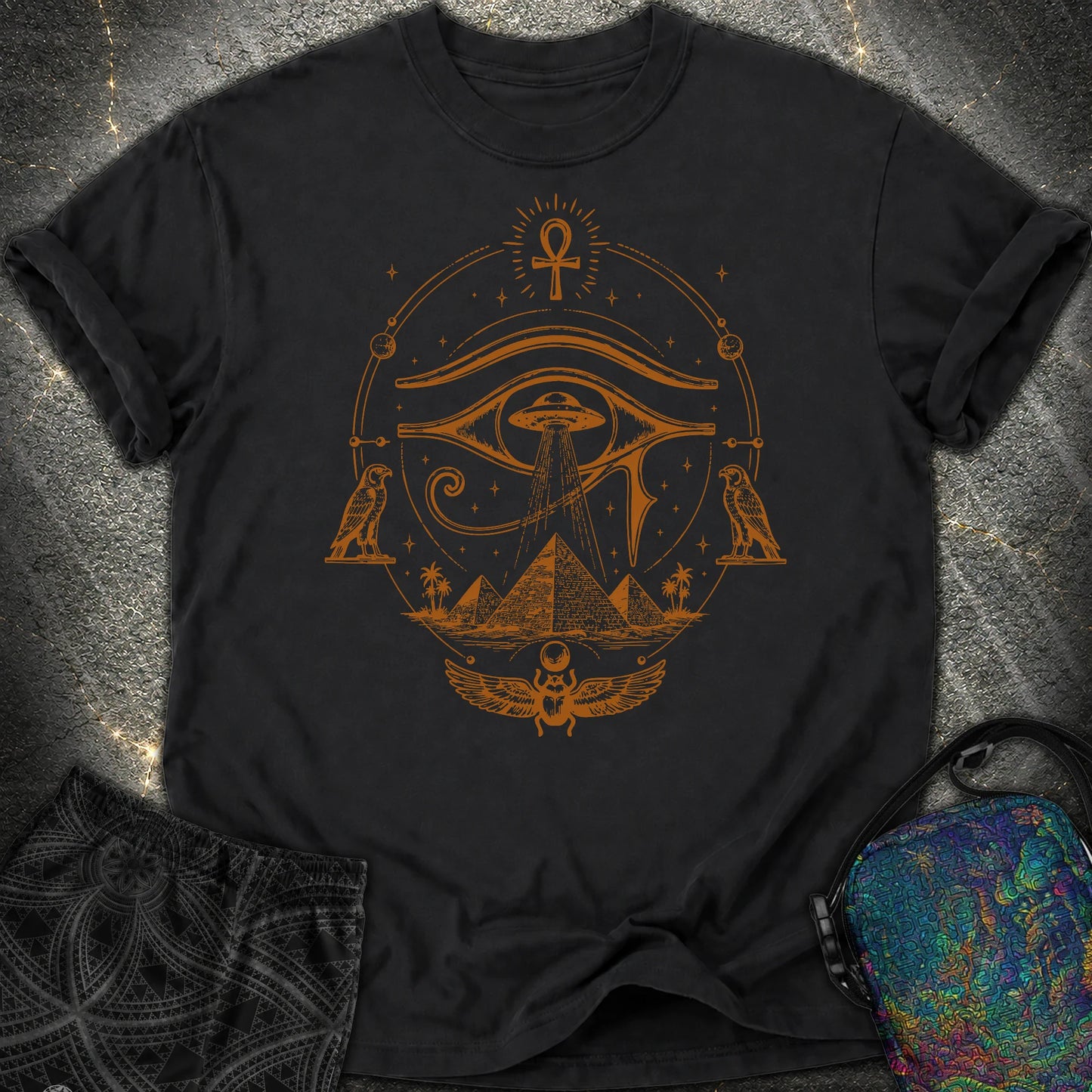 Ancient Eye Over Alien Pyramids - Ancient Eye Over Alien Pyramids Comfort T-Shirt - Black