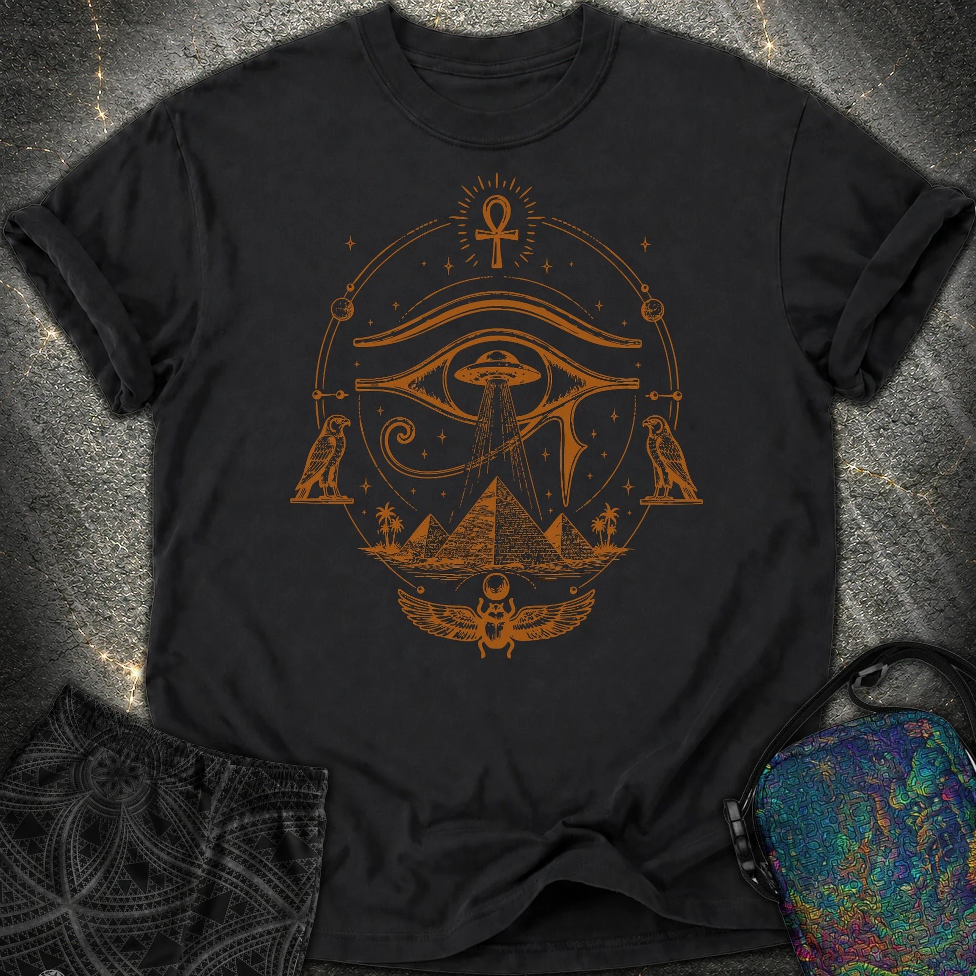 Ancient Eye Over Alien Pyramids - Ancient Eye Over Alien Pyramids Comfort T-Shirt - Black
