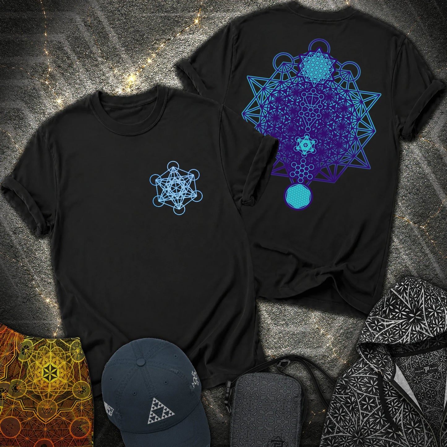 All The Sacred Geometry Metatron 2 Sided T-Shirt - All The Sacred Geometry Metatron 2 Sided T-Shirt - Black