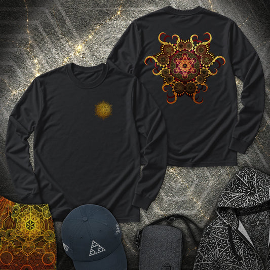 Organic Metatron 2 Sided Long Sleeve Shirt showing front and back artwork