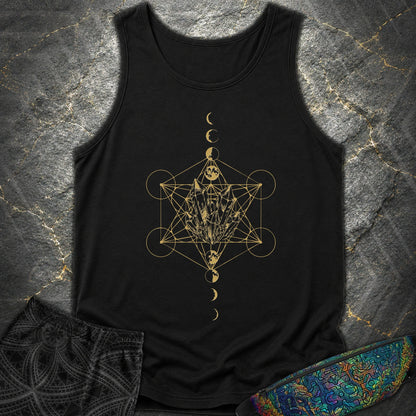 Metatron Crystal Moon Phases - Metatron Crystal Moon Phases Comfort Tank Top - Black
