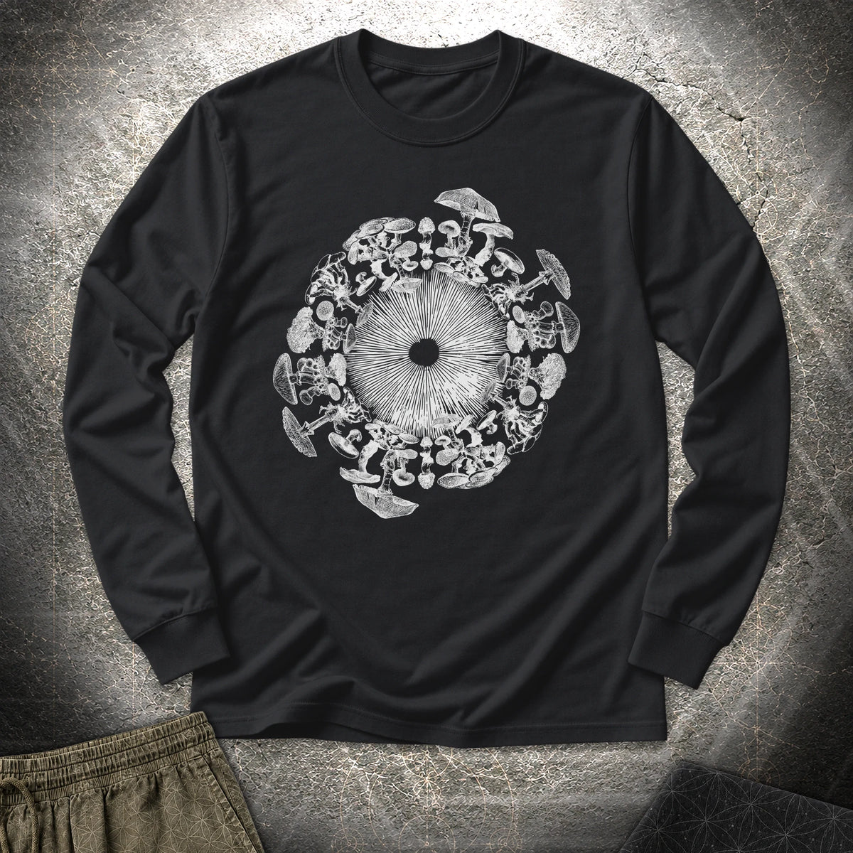 Mushroom Iris Long Sleeve Shirt showing front artwork