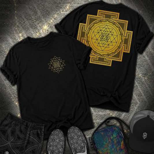 Sri Yantra Patterns 2 Sided T-Shirt - Sri Yantra Patterns 2 Sided Comfort T-Shirt - Black