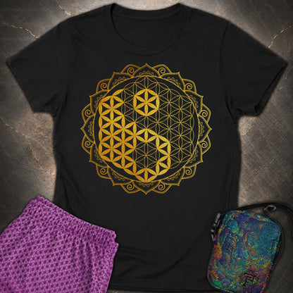 Yin Yang Gold Mandala - Yin Yang Gold Mandala Womens T-Shirt - Black
