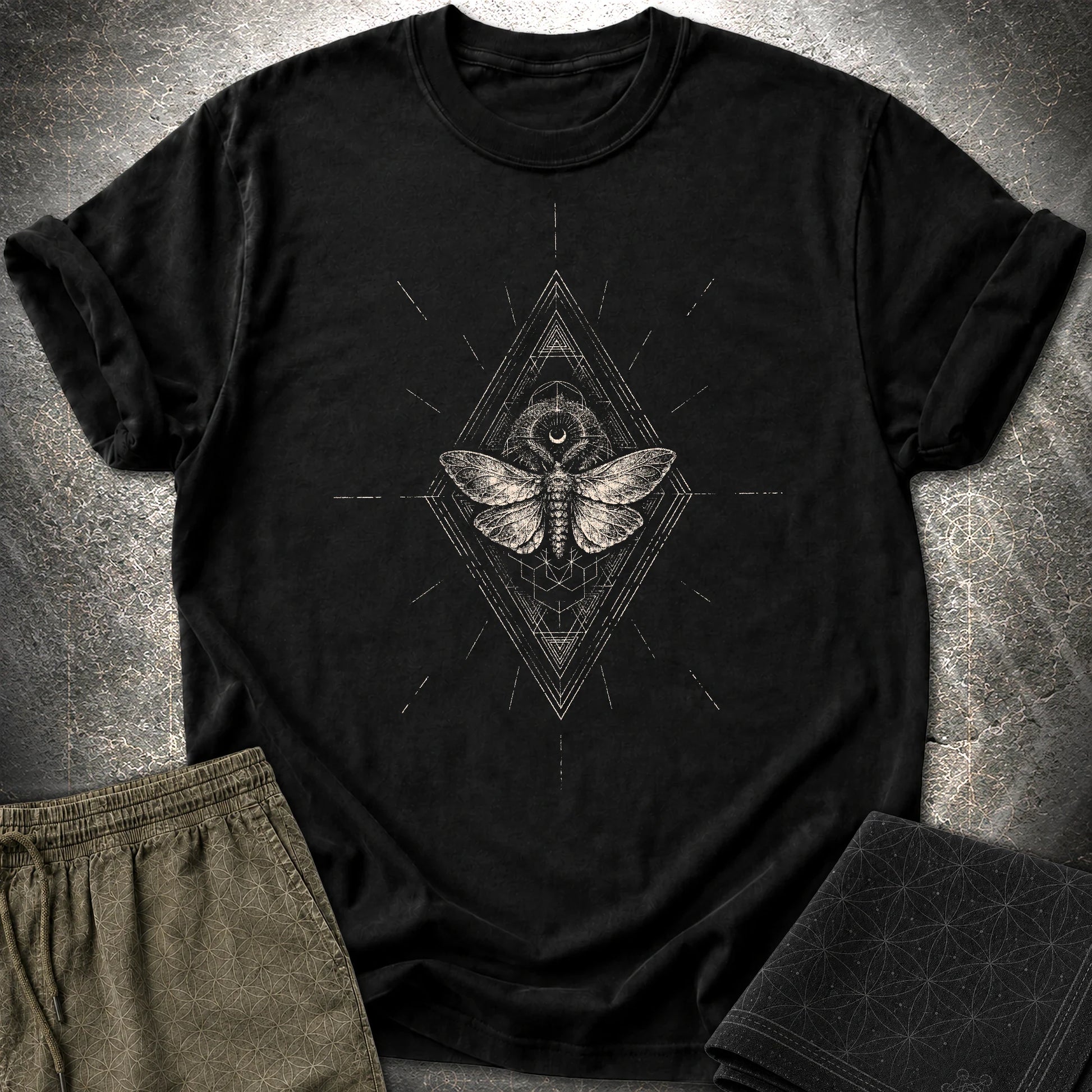 Third Eye Moth T-Shirt, Sacred Geometry Moth Shirt, Mystical Occult Graphic Tee - Third Eye Moth T-Shirt, Sacred Geometry Moth Shirt, Mystical Occult Graphic Tee - Black