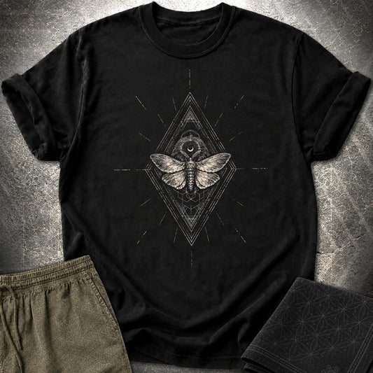 Third Eye Moth T-Shirt, Sacred Geometry Moth Shirt, Mystical Occult Graphic Tee - Third Eye Moth T-Shirt, Sacred Geometry Moth Shirt, Mystical Occult Graphic Tee - Black