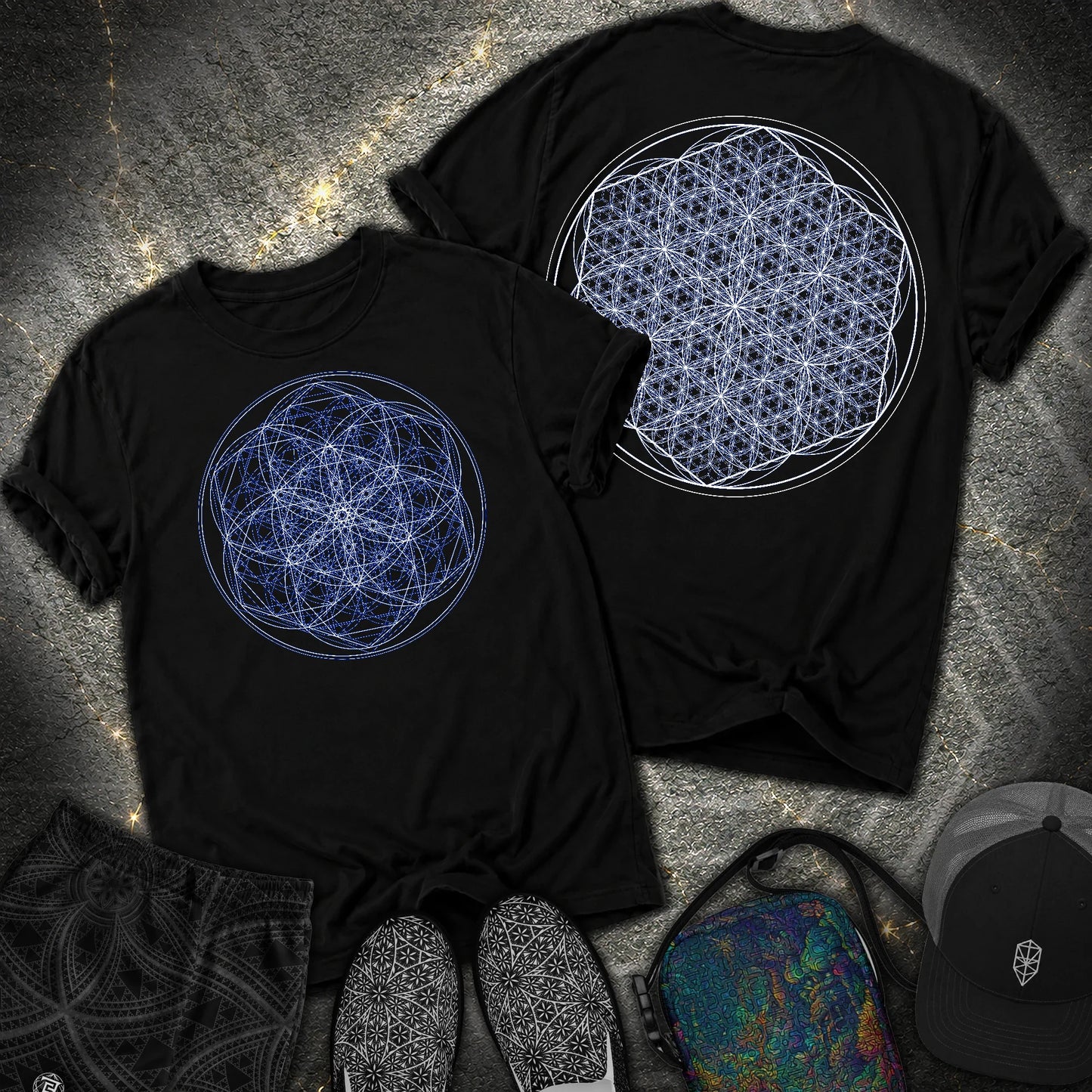 Sacred Flower Grids 2 Sided Comfort T-Shirt - Sacred Flower Grids 2 Sided Comfort T-Shirt - Black