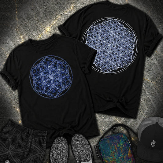 Sacred Flower Grids 2 Sided Comfort T-Shirt - Sacred Flower Grids 2 Sided Comfort T-Shirt - Black