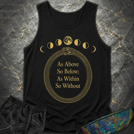 As Above So Below Gold Ouroboros - As Above So Below Gold Ouroboros Comfort Tank Top - Black