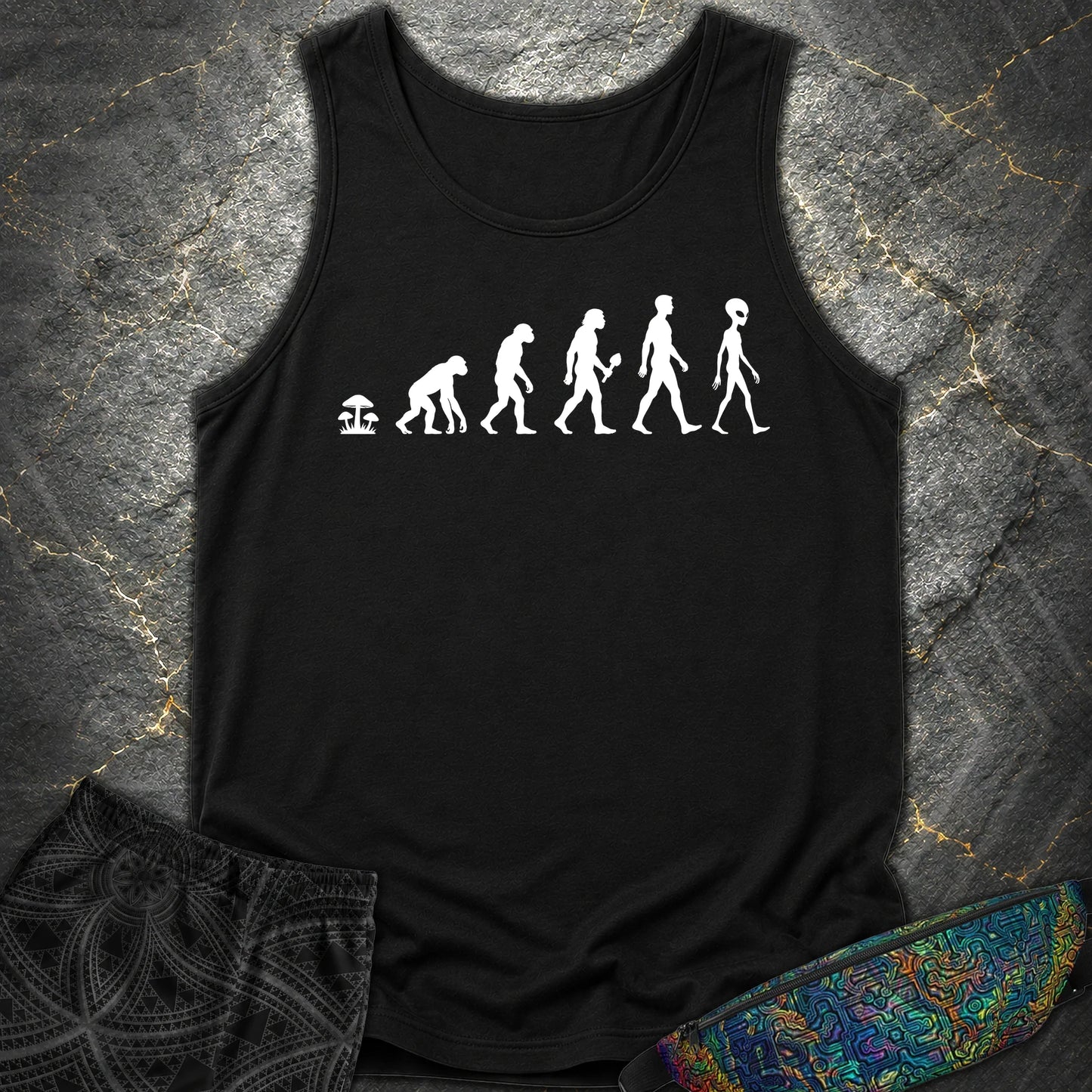 Mushroom Evolution Transformation Comfort Tank - Mushroom Evolution Transformation Comfort Tank - Black