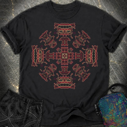 Shamanic Faces Geometric Comfort T-Shirt - Shamanic Faces Geometric Comfort T-Shirt - Black