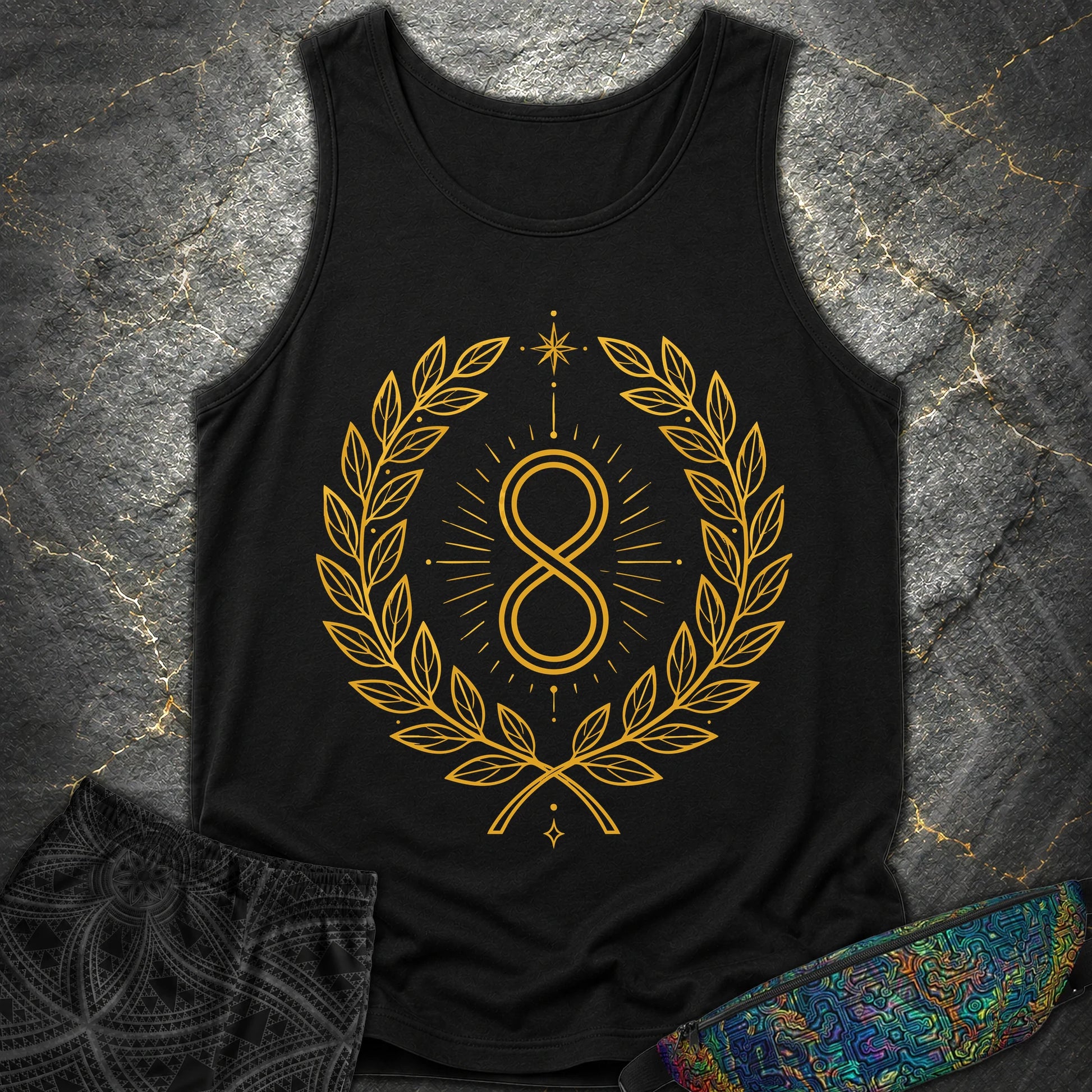 888 Infinity Wreath Unisex Comfort Tank Top - 888 Infinity Wreath Unisex Comfort Tank Top - Black