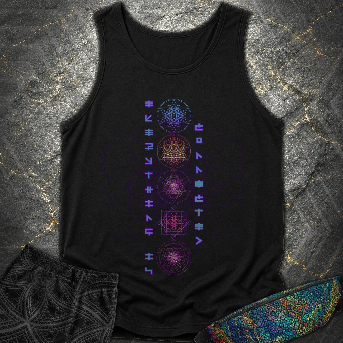 Everything Is Connected Sacred Geometry T-Shirt - Everything Is Connected Sacred Geometry Comfort Tank Top - Black