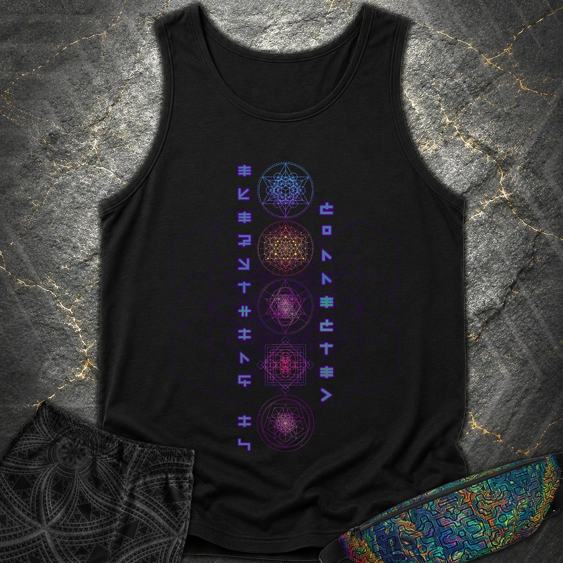 Everything Is Connected Sacred Geometry T-Shirt - Everything Is Connected Sacred Geometry Comfort Tank Top - Black