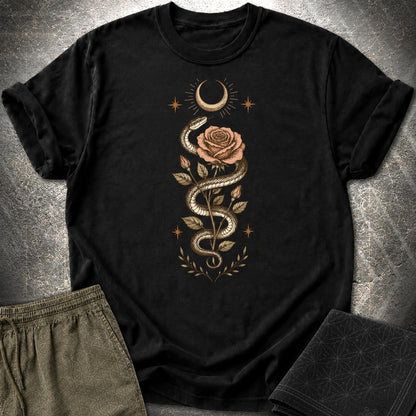Snake Rose Moon - Snake Rose Moon T-Shirt - Black