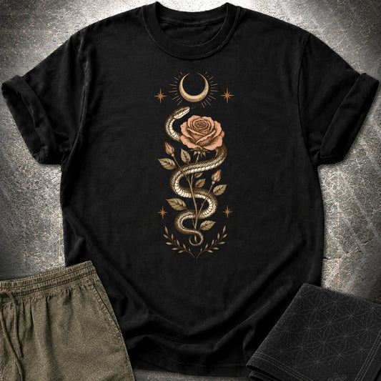 Snake Rose Moon - Snake Rose Moon T-Shirt - Black