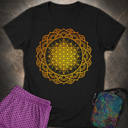 Tetrahedron Mandala T-Shirt - Tetrahedron Mandala Womens T-Shirt - Black