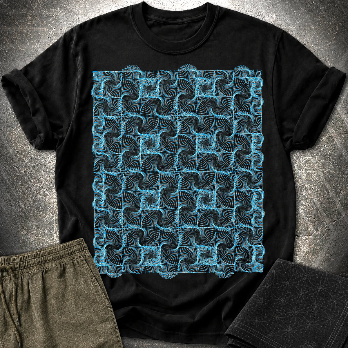 Psychedelic Spiral Optical Illusion Trippy Geometric T-Shirt - Psychedelic Spiral Optical Illusion Trippy Geometric T-Shirt - Black