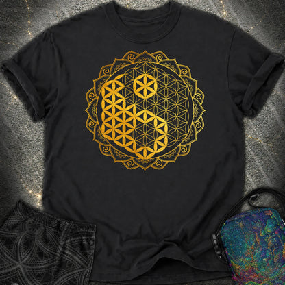Yin Yang Gold Mandala Comfort T-Shirt - Yin Yang Gold Mandala Comfort T-Shirt - Black