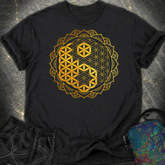 Yin Yang Gold Mandala Comfort T-Shirt - Yin Yang Gold Mandala Comfort T-Shirt - Black