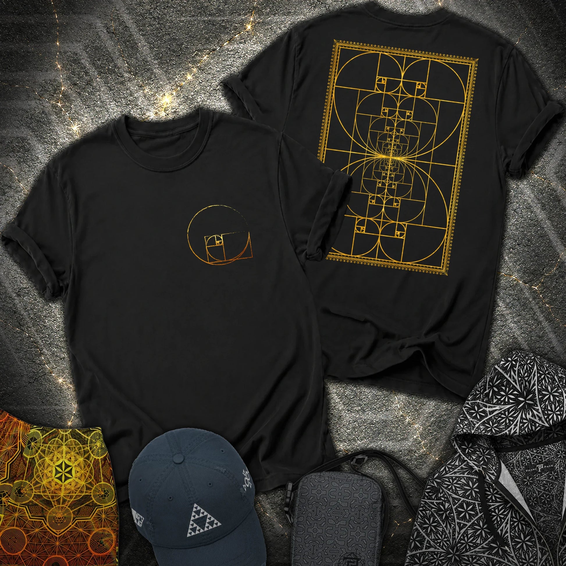 Golden Ratio Spiral 2 Sided T-Shirt - Golden Ratio Spiral 2 Sided T-Shirt - Black