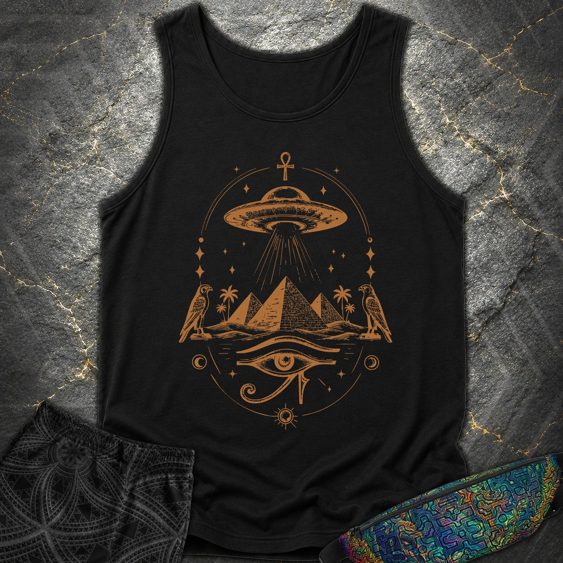 Starship Above the Sacred Pyramids - Starship Above the Sacred Pyramids Comfort Tank Top - Black