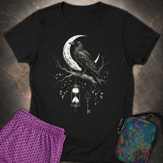 Crow Hourglass Key - Crow Hourglass Key Womens T-Shirt - Black