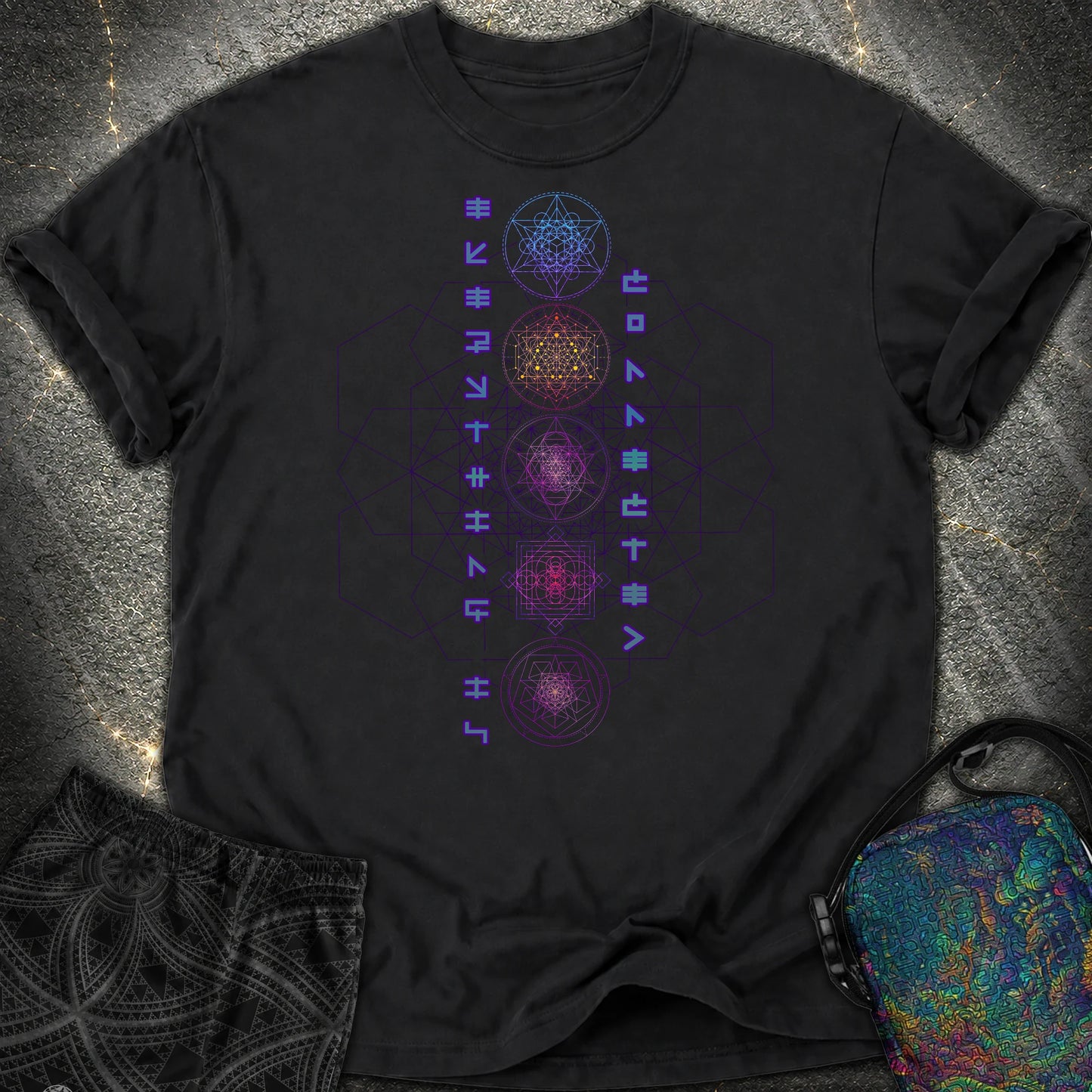 Everything Is Connected Sacred Geometry Comfort T-Shirt - Everything Is Connected Sacred Geometry Comfort T-Shirt - Black
