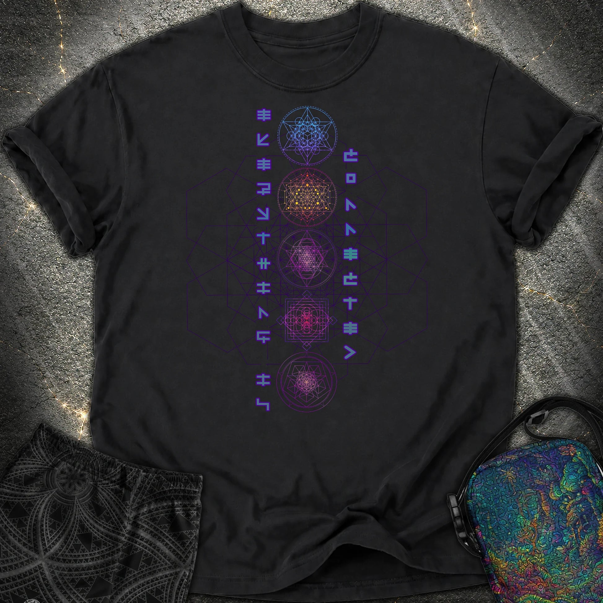 Everything Is Connected Sacred Geometry Comfort T-Shirt - Everything Is Connected Sacred Geometry Comfort T-Shirt - Black