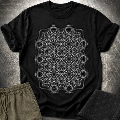 Monochrome Geometric Nexus - Monochrome Geometric Nexus T-Shirt - Black