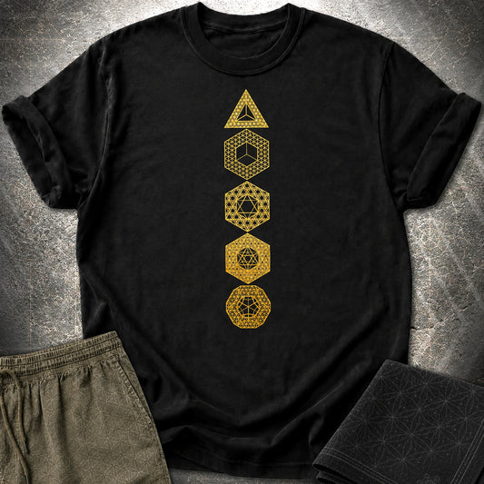 Platonic Solids Sacred Patterns T-Shirt - Platonic Solids Sacred Patterns T-Shirt - Black