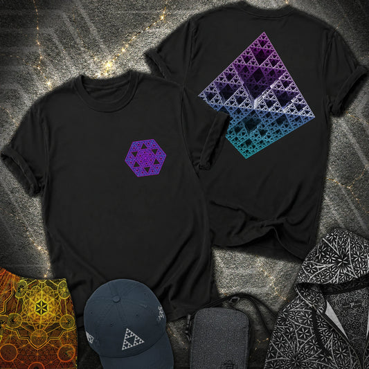 3D Sierpinski Fractal 2 Sided T-Shirt - 3D Sierpinski Fractal 2 Sided T-Shirt - Black
