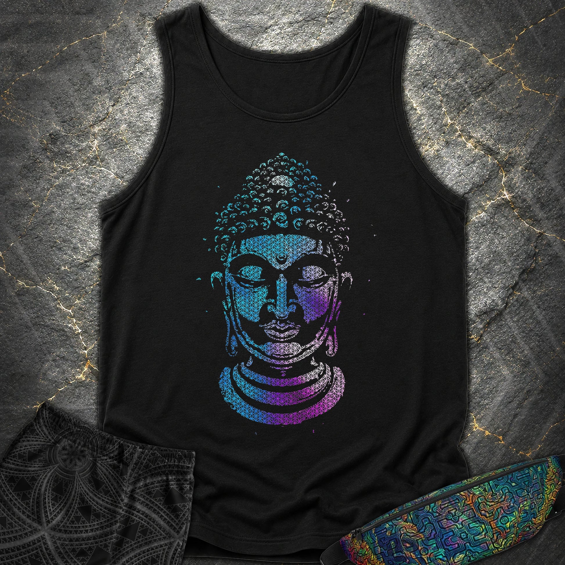 Buddha Flower Of Life Pattern Comfort Tank Top - Buddha Flower Of Life Pattern Comfort Tank Top - Black