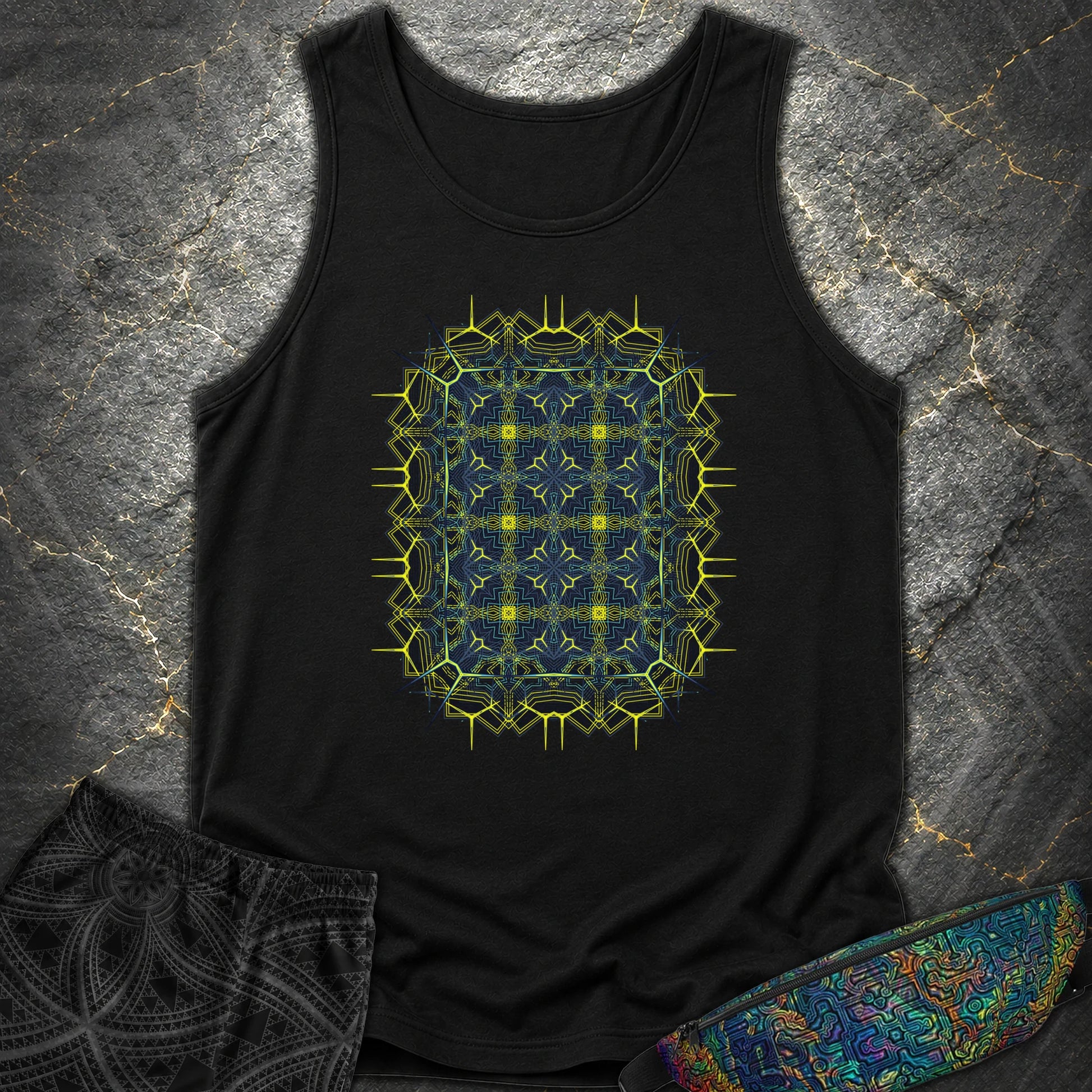 Electric Geometric Matrix - Electric Geometric Matrix Comfort Tank Top - Black
